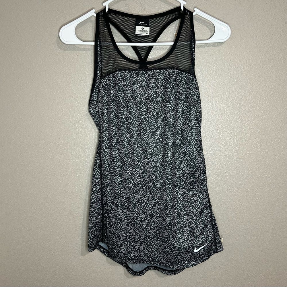 Nike y2k leopard print mesh racerback athletic tank top women’s size small
